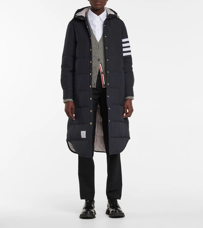 Shop Thom Browne Quilted Down Coat In Blue