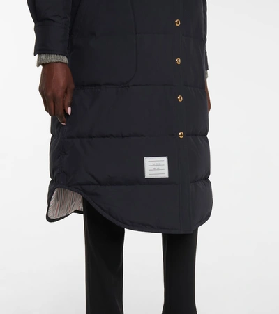 Shop Thom Browne Quilted Down Coat In Blue