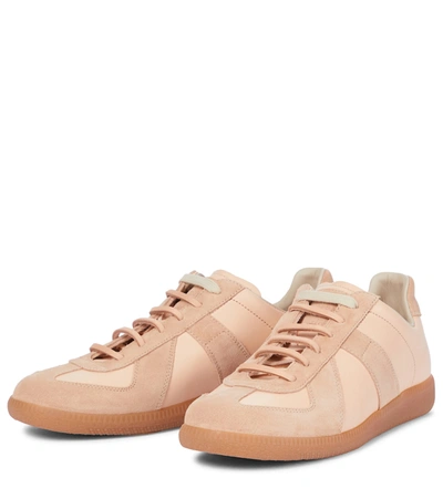 Shop Maison Margiela Replica Leather And Suede Sneakers In Grey