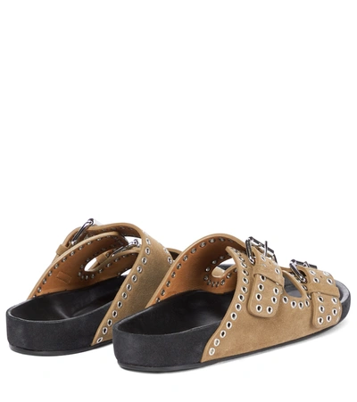 Shop Isabel Marant Lennyo Embellished Suede Sandals In Beige