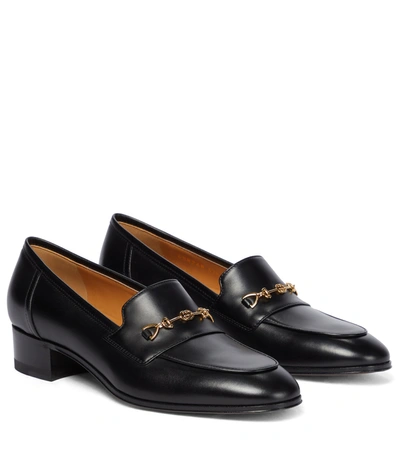 Shop Gucci Horsebit Leather Loafers In Black