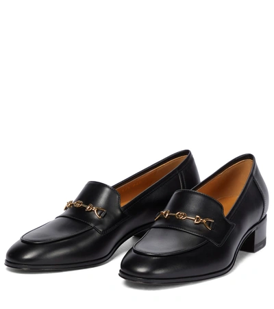 Shop Gucci Horsebit Leather Loafers In Black