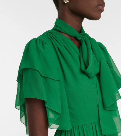Shop Gucci Chiffon Organdy Maxi Dress In Green