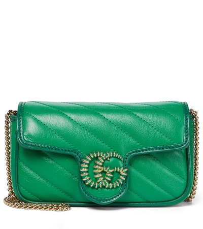 Shop Gucci Gg Marmont Super Mini Shoulder Bag In Green