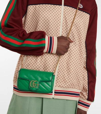 Shop Gucci Gg Marmont Super Mini Shoulder Bag In Green