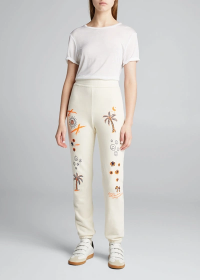 Shop Mother The Springy Lounger Ankle Jogger Pants In Lets Be Pacific