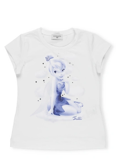 Shop Monnalisa Tinker Bell T-shirt In Bianco+bluette