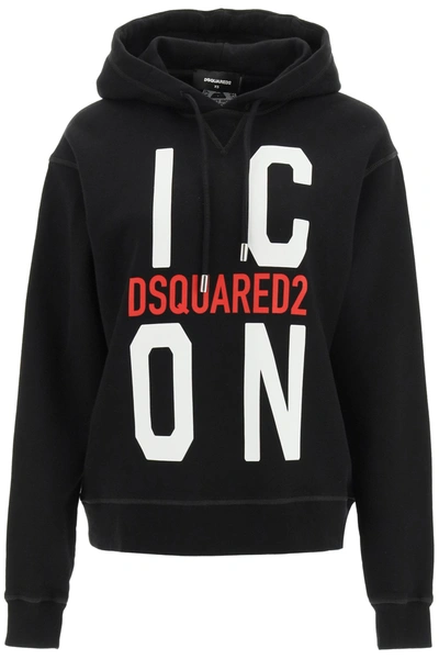 Shop Dsquared2 Logo Sweatshirt With Hood In Black