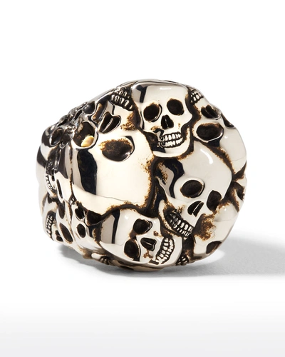 Shop Alexander Mcqueen Men's 3d Multi-skull Ring In Silver