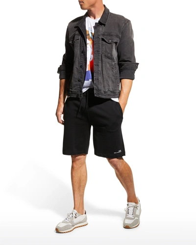 Shop Apc Men's Logo Sweat Shorts In Black