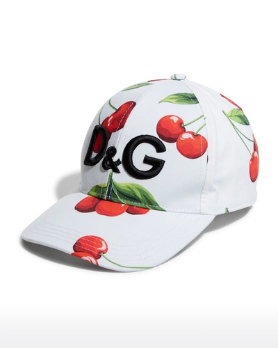 Shop Dolce & Gabbana Cherry-print Logo Baseball Hat In Cherry Prt