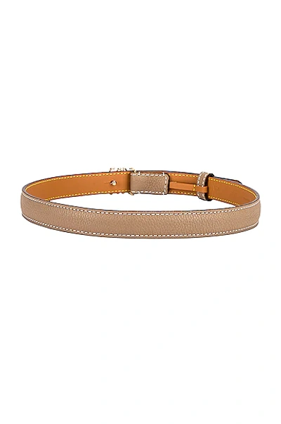 Shop Loewe Anagram 2cm Belt In Sand & Gold