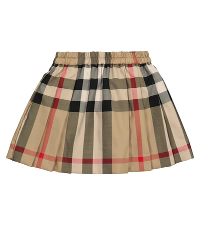 Shop Burberry Baby Vintage Check Cotton-blend Skirt In Beige