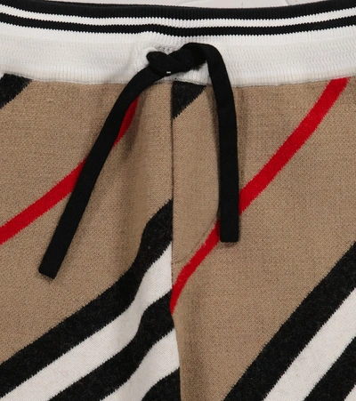 Shop Burberry Icon Stripe Wool-blend Shorts In Beige