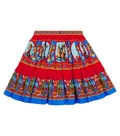 Shop Dolce & Gabbana Printed Cotton Skirt In Multicoloured