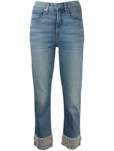 Shop Veronica Beard Ryleigh Crystal-embellished Jeans In Blau