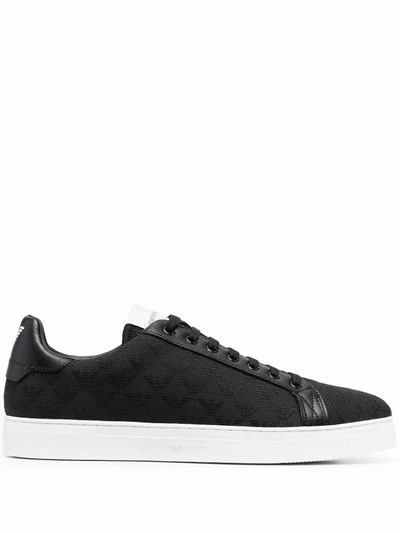 Shop Emporio Armani Men's Black Leather Sneakers