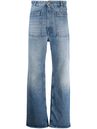 Shop Mm6 Maison Margiela High-waisted Wide-leg Jeans In Blau