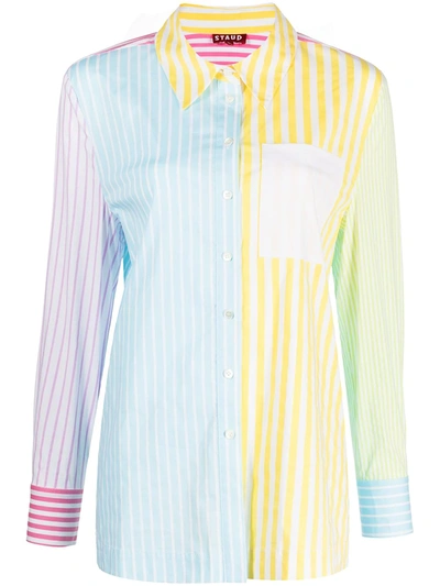 Shop Staud Patchwork-stripe Shirt In Mehrfarbig