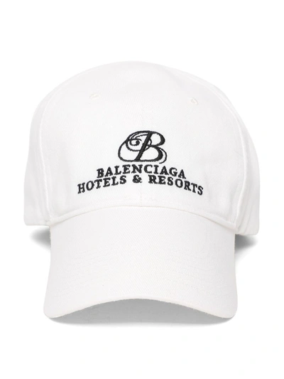 Shop Balenciaga Hotels And Resorts Logo Baseball Cap In White