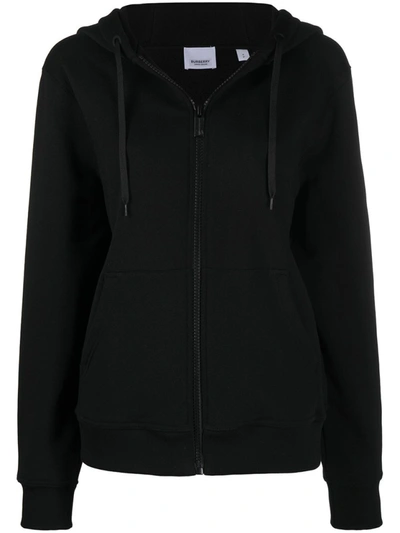 Shop Burberry Black Logo-print Oversize Zipped Hoodie