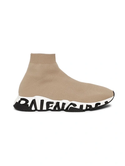 Shop Balenciaga Speed Lt Graffiti High-top Sneaker In Neutrals