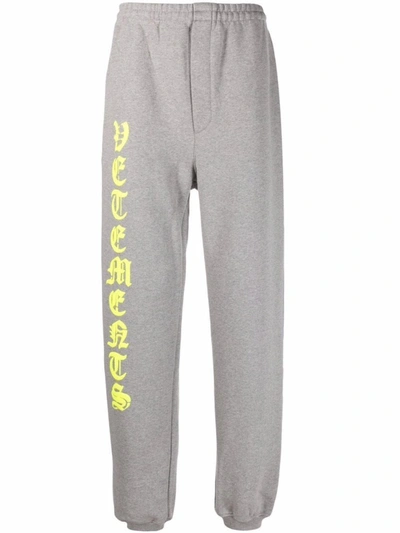 Shop Vetements Anarchy Logo Sweatpants In Grey