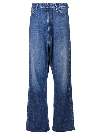Shop Balenciaga Trompe L'oeil Wide Leg Jeans Blue