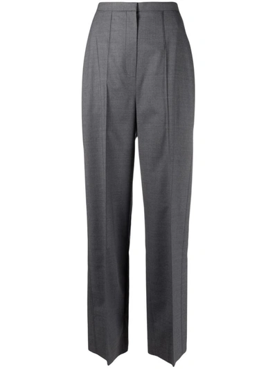 Shop Totême Wide-leg Wool-blend Trousers In Grey