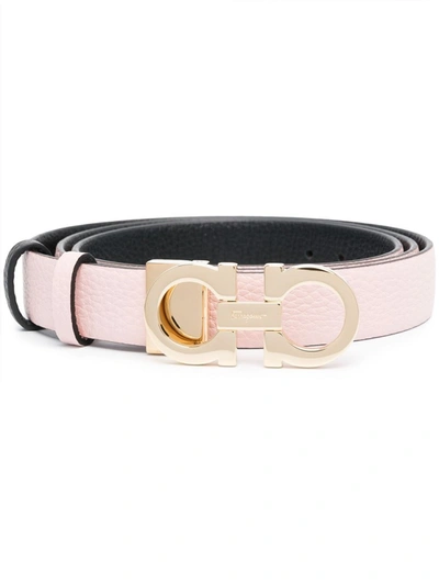 Shop Ferragamo Light Pink Gancini Reversible Belt