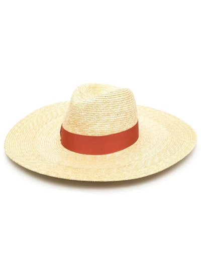 Shop Borsalino Beige Straw Ribbon-detail Sun Hat In Neutrals