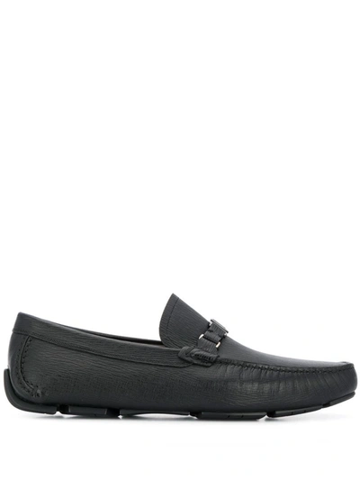 Shop Ferragamo Black Vara Buckle Driving Shoes