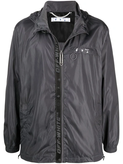 Shop Off-white Dark Grey Industrial Zip-up Raincoat