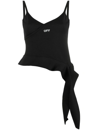 Shop Off-white Black Side-tie Logo Tank Top