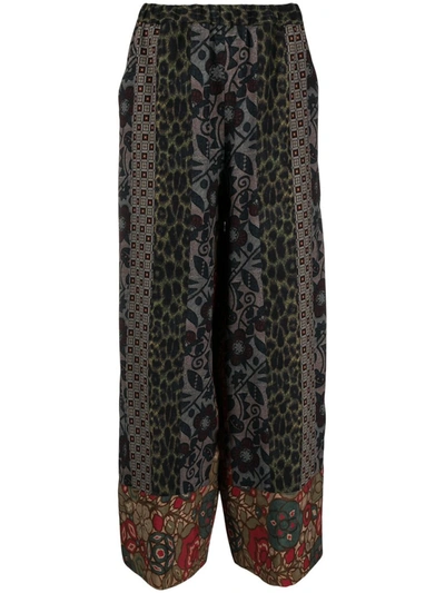 Shop Pierre-louis Mascia Multicoloured Rose Print Trousers In Black