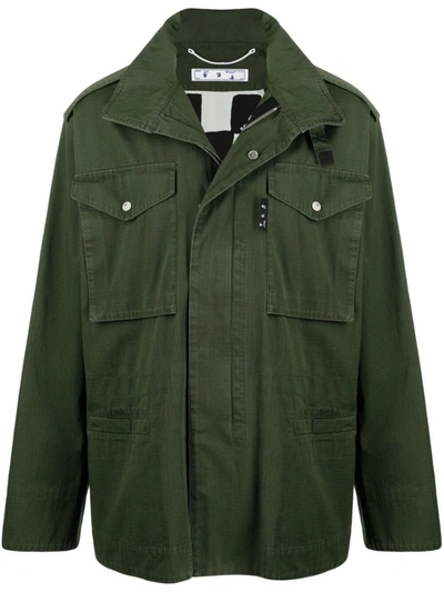 Shop Off-white Green Arrows-motif Hooded Jacket