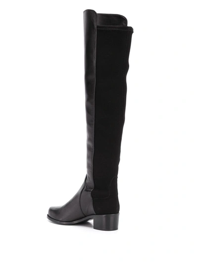 Shop Stuart Weitzman Reserve Cuissardes Leather Boots In Black