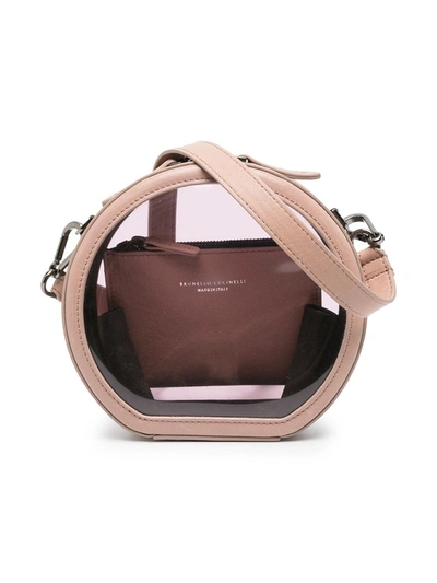 Shop Brunello Cucinelli Monili Leather Rounded Shoulder-bag In Pink