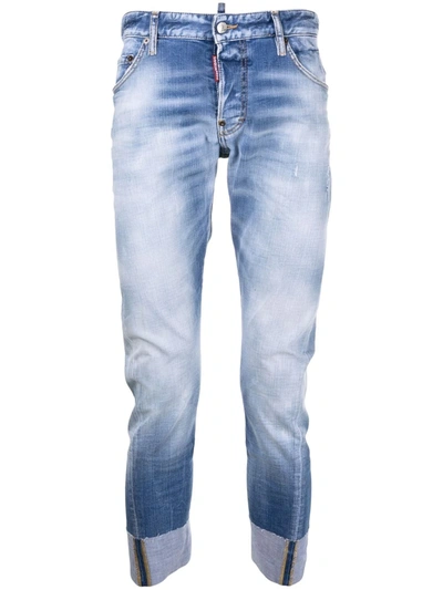 Shop Dsquared2 Turn-up Cropped Jeans In Blue