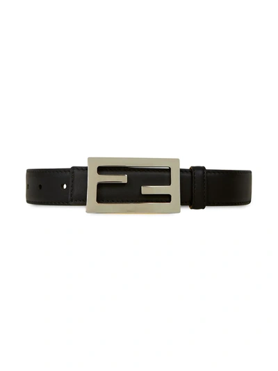 Shop Fendi Logo Plaque Belt In Black