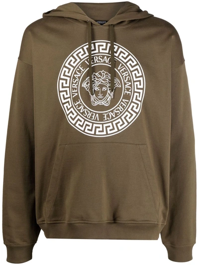 Shop Versace Medusa Head Logo Hoodie In Green