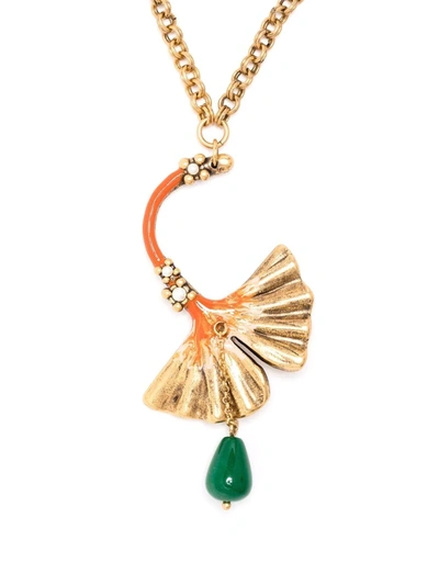 Shop Ports 1961 Fan-motif Pendant Necklace In Gold