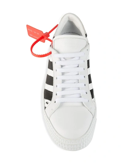 Shop Off-white Men's Diagonal Stripe Leather Sneakers In White Black