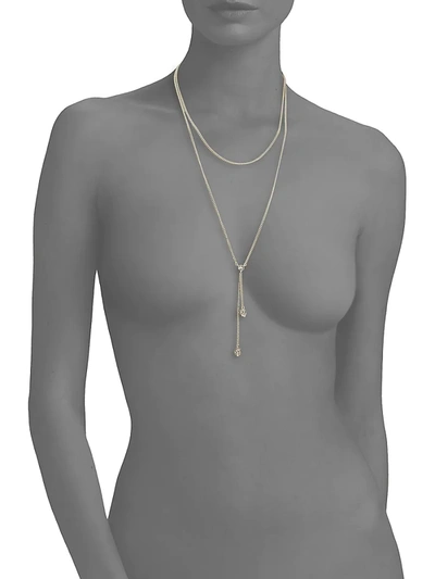 Shop Alexander Mcqueen Women's Swarovski Crystal Double Chain Necklace In Pale Gold