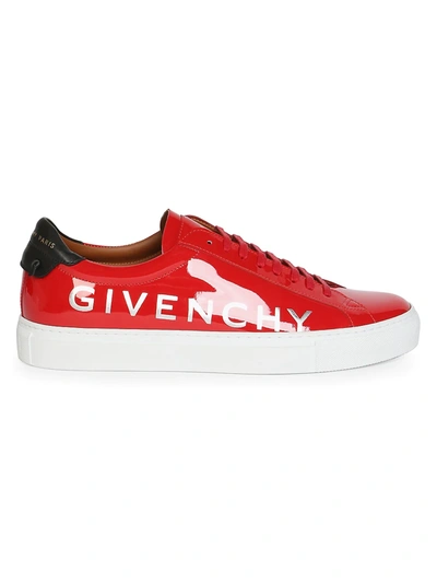 Shop Givenchy Men's Urban Street Patent Leather Sneakers In Red