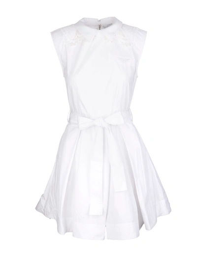 Shop Self-portrait White Cotton Mini Dress With Embroidery