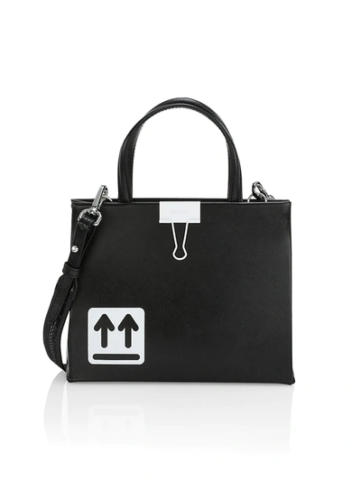 Shop Off-white Women's Mini Binder Clip Leather Box Bag In Black White