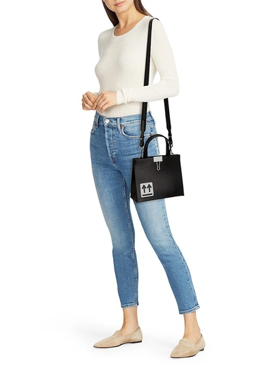 Shop Off-white Women's Mini Binder Clip Leather Box Bag In Black White