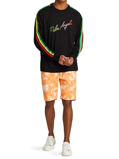 Shop Palm Angels Men's Miami Logo Multicolor Long-sleeve Top In Black Multi
