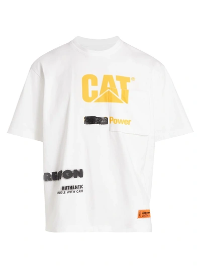 Shop Heron Preston Men's Cat T-shirt In White Yellow